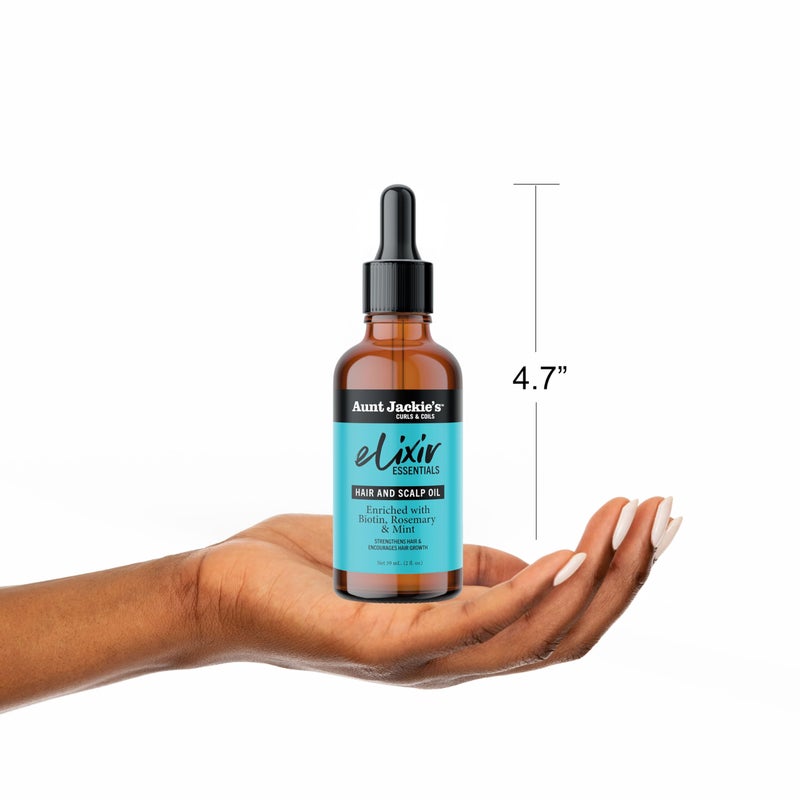 Aunt Jackie's Elixir Essentials Hair & Scalp Oil Enriched with Biotin, Rosemary & Mint, Nourishes, Thickens & Supports Hair Growth, 2 oz - Image 5