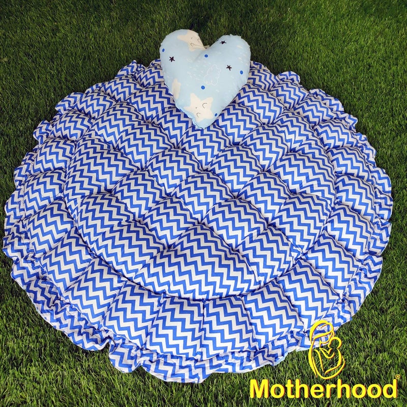 MOTHERHOOD MOTHERHOOD Round Baby Tub Bed 1 Pc HeartShape Pillow Luxury Mattress Sleeper Bedding Set coSleeper Safe Cotton Fabric with RFilled UltraSoft Comfortable for Newborn to Toddlers Sky - Image 4