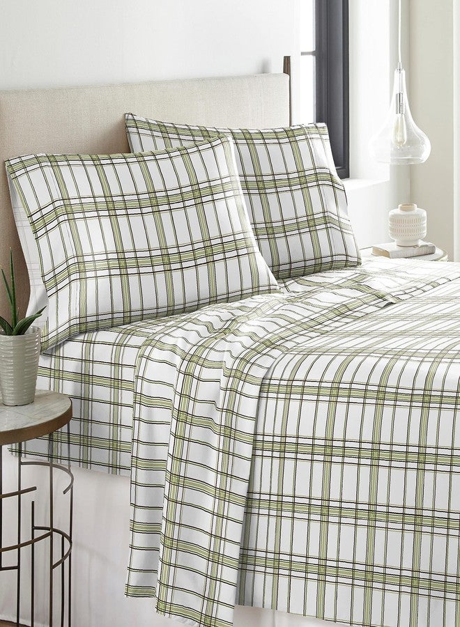 Pointehaven Heavy Weight Flannel Sheet Set, Twin XL, Plaid Sage - Warm & Cozy - 100% Cotton Flannel Pre-Shrunk -170 GSM -Deep Pockets -Easy Fit Elastic All Around-Comfy Double Brushed - Image 2