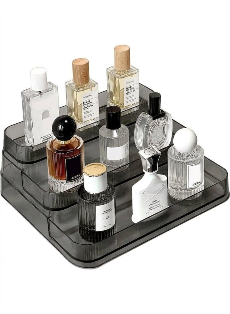 3-Tier Acrylic Shelf Organizer, Display Stand and Vanity Organizer for Perfumes, Makeup, Cosmetics, Cupcakes, and Plastic Figurines. Versatile design for home, bathroom, office, and shops. Displays yo