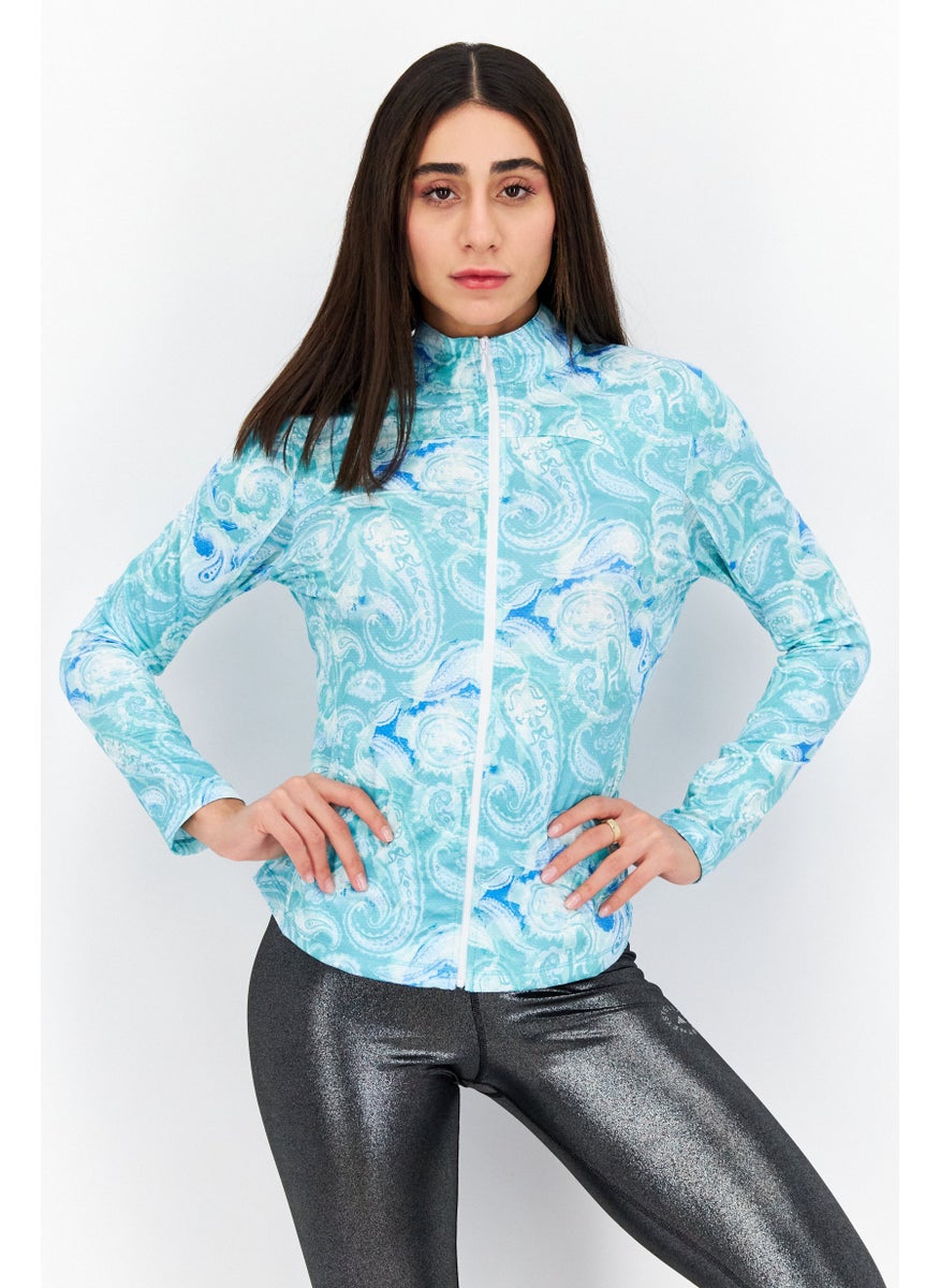 Women Sportswear Fit Long Sleeve Front Zip Jacket, Turquoise Combo - pzsku/ZD04D2C08464844D207C2Z/45/_/1724351247/bbb1d11c-a059-49b7-ae6c-332ac1a2d7d6