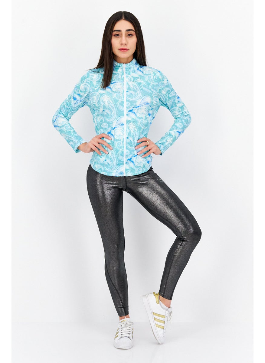 Women Sportswear Fit Long Sleeve Front Zip Jacket, Turquoise Combo - pzsku/ZD04D2C08464844D207C2Z/45/_/1724351252/7d814f49-c867-41ef-b7bc-4edd0d34c9b3