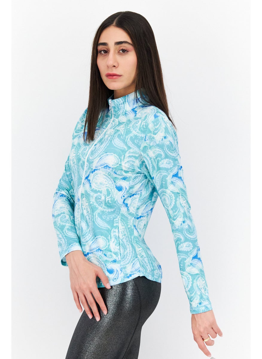 Women Sportswear Fit Long Sleeve Front Zip Jacket, Turquoise Combo - pzsku/ZD04D2C08464844D207C2Z/45/_/1724351260/980c2a4f-62d9-4981-9d0f-277dae5c3c21