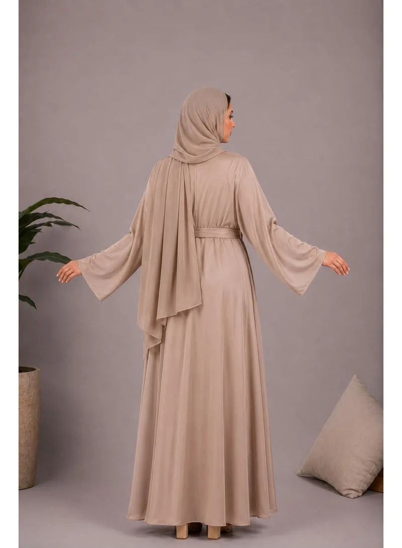 Ophelia  Raina Abaya – Luxury Flowing Green Abaya with Soft matching Hijab for Women | Best Price UAE