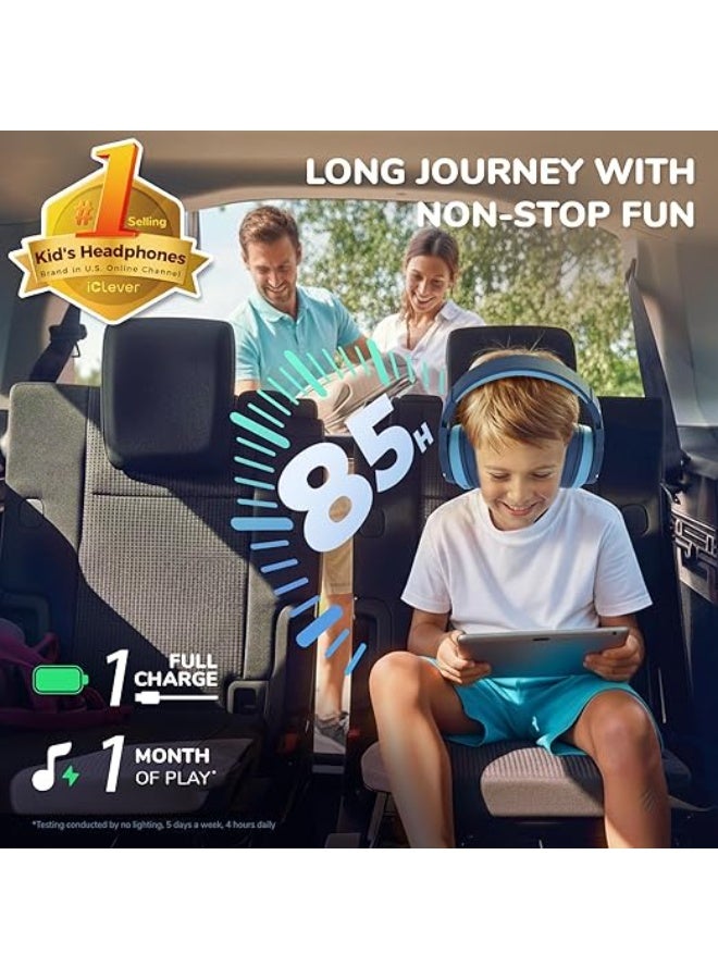 iClever Bluetooth Kids Headphones, BTH12 Colorful LED Lights Kids Wireless Headphones Over Ear with 74/85dBA Safe Volume, 85H Playtime, Bluetooth 5.2, Built-in Mic for iPad/School/Tablet/PC/Game - Image 5