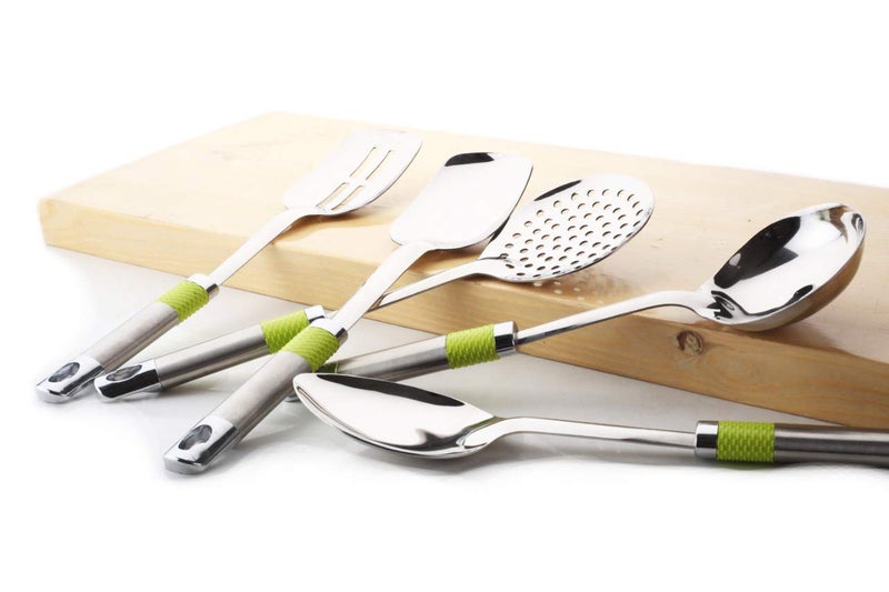 shreenath craft Stainless Steel Serving Spoon Set Kitchen Tools Set for Serving 5 pcs Multi Color - Image 4
