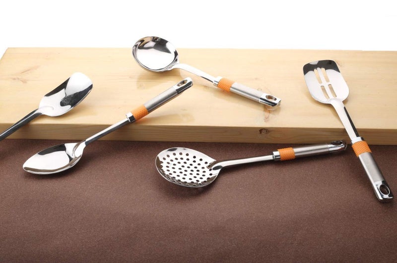 shreenath craft Stainless Steel Serving Spoon Set Kitchen Tools Set for Serving 5 pcs Multi Color - Image 2