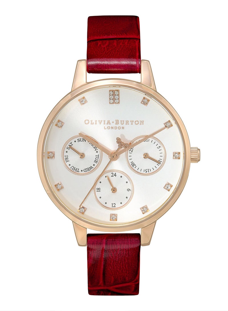 OLIVIA BURTON ساعة يد نسائية من الجلد بتصميم دائري تناظري 24000009 - 34 مم - Image 1