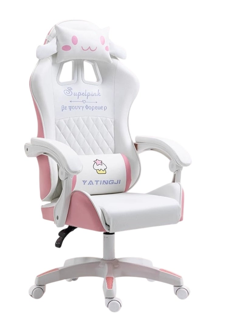 هويتك كرسي ألعاب كرتوني باللونين الأبيض والوردي مريح للغاية للدراسة والألعاب - Image 1