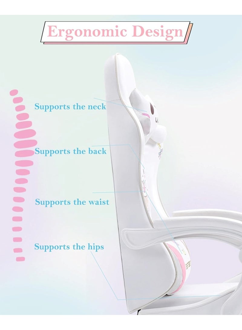 هويتك كرسي ألعاب كرتوني باللونين الأبيض والوردي مريح للغاية للدراسة والألعاب - Image 4