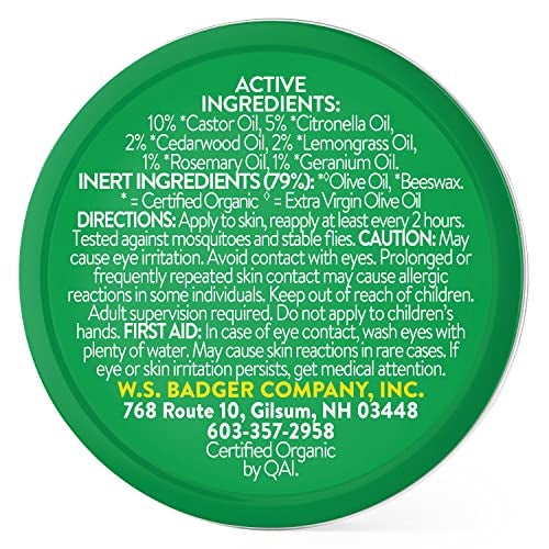 Badger Bug Repellent Tin, Organic Deet-Free Mosquito Repellent with Citronella, Family Friendly Pleasant Smelling Insect Repellent, Easy to Use Travel Size, .75 oz Tin - Image 2
