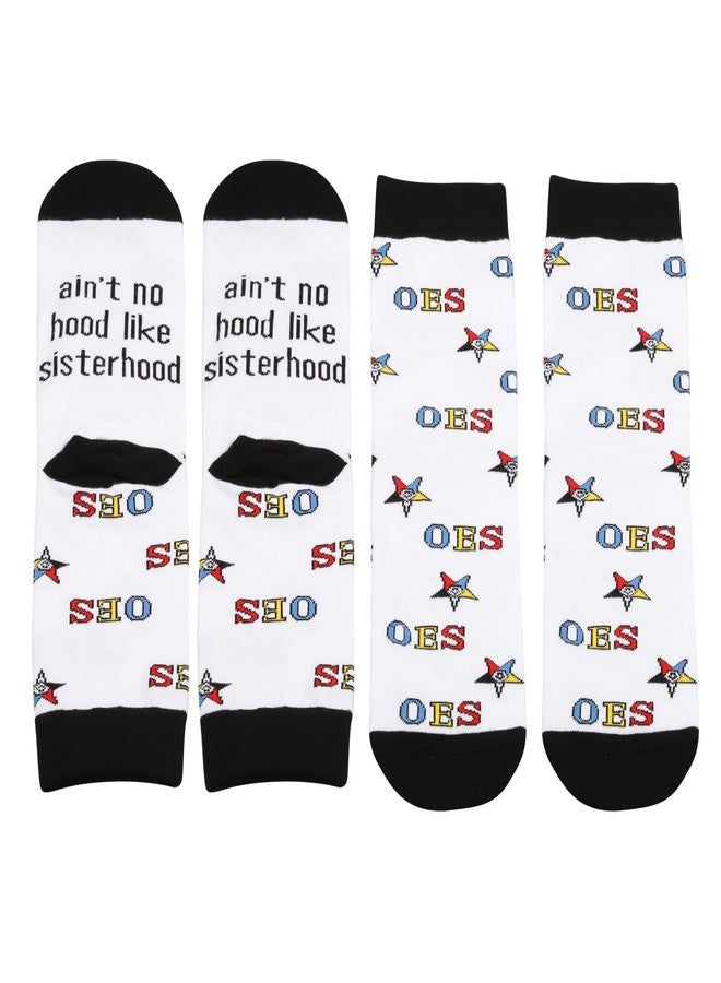 MBMSO OES Socks Order of the Eastern Star Gifts for Women Sorority Sister Gifts 2 Pairs Ain't No Hood Like Sisterhood Socks (OES Socks) - Image 3