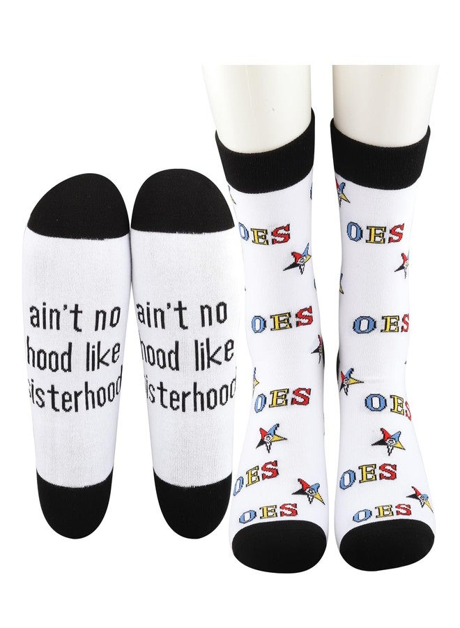 MBMSO OES Socks Order of the Eastern Star Gifts for Women Sorority Sister Gifts 2 Pairs Ain't No Hood Like Sisterhood Socks (OES Socks) - Image 2