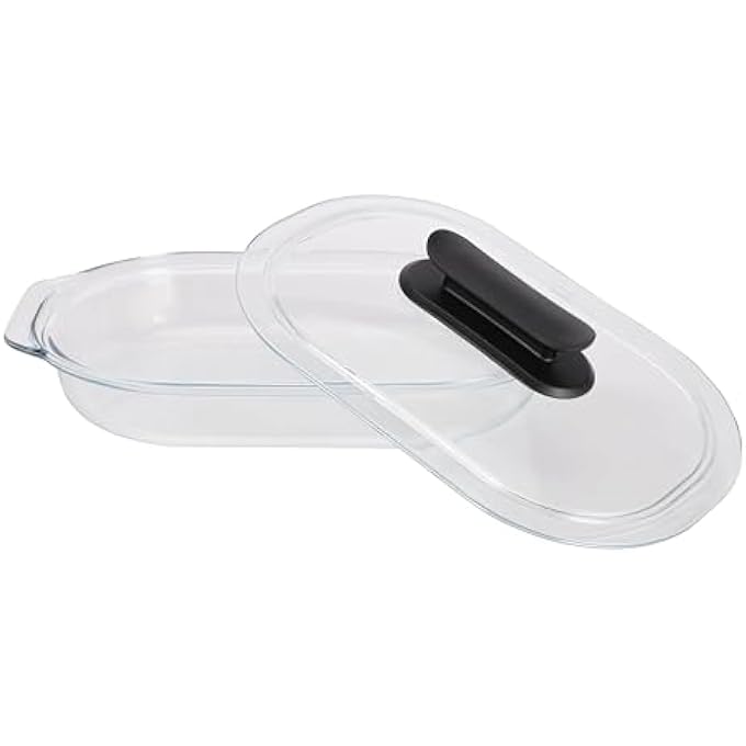 ريحني طبق خبز زجاجي بسعة 3 لتر بغطاء RF12195 صينية تحميص آمنة للفرن صينية تحميص زجاجية آمن وثلاجة وفريزر آمن ومتين سهل التنظيف مثالي للطهي والتقديم والتخزين والتجميد - Image 1