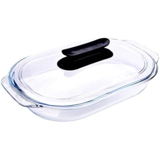 ريحني طبق خبز زجاجي بسعة 3 لتر بغطاء RF12195 صينية تحميص آمنة للفرن صينية تحميص زجاجية آمن وثلاجة وفريزر آمن ومتين سهل التنظيف مثالي للطهي والتقديم والتخزين والتجميد - Image 3