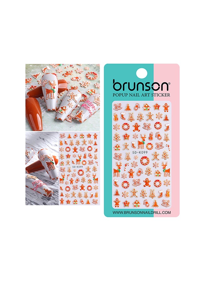 brunson ملصقات ثلجية 5D ثلاثية الأبعاد مزخرفة لرسم الأظافر على شكل رجل ثلج 5D-K099