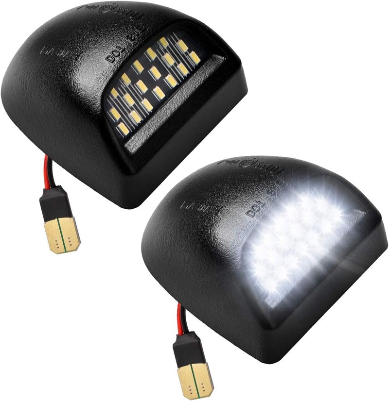 LESAUCE Full LED License Plate Light Tag Lamp Assembly Replacement for Chevy Silverado 1500 2500 3500 Suburban Tahoe GMC Sierra Yukon XL for Escalade, 6000K White, Pack of 2 - Image 1