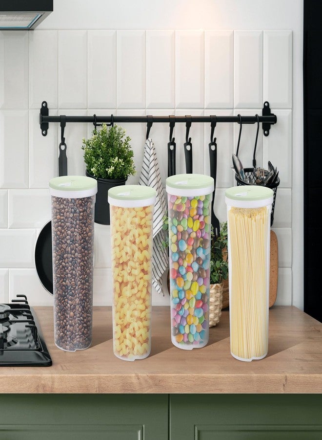 EORTA Plastic Spaghetti Container Noodle Pasta Storage Jar with Locking Lid Clear Dry Food Keeper Canister Cereal Crisper Box, Green - Image 3