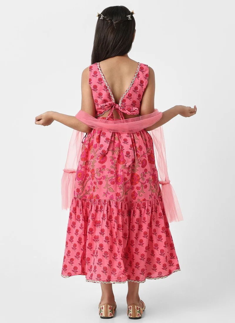 Nautinati Nautinati Girls’ Choli and Ghagra Set with Dupatta