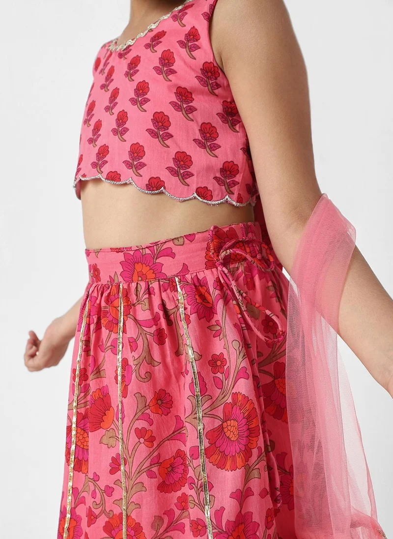 Nautinati Nautinati Girls’ Choli and Ghagra Set with Dupatta