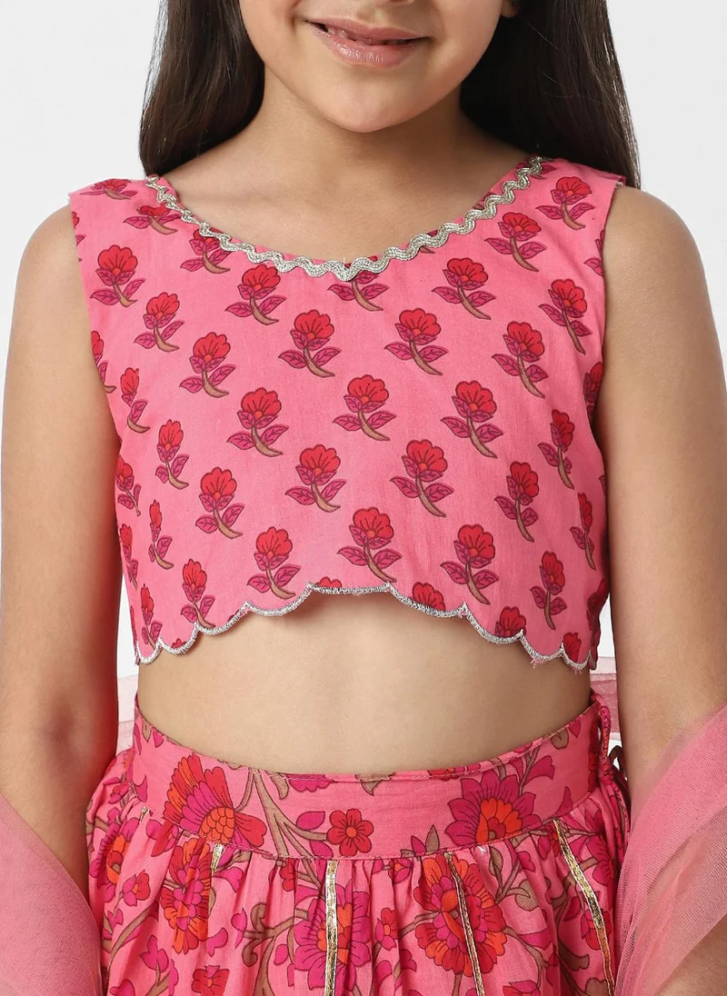 Nautinati Nautinati Girls’ Choli and Ghagra Set with Dupatta