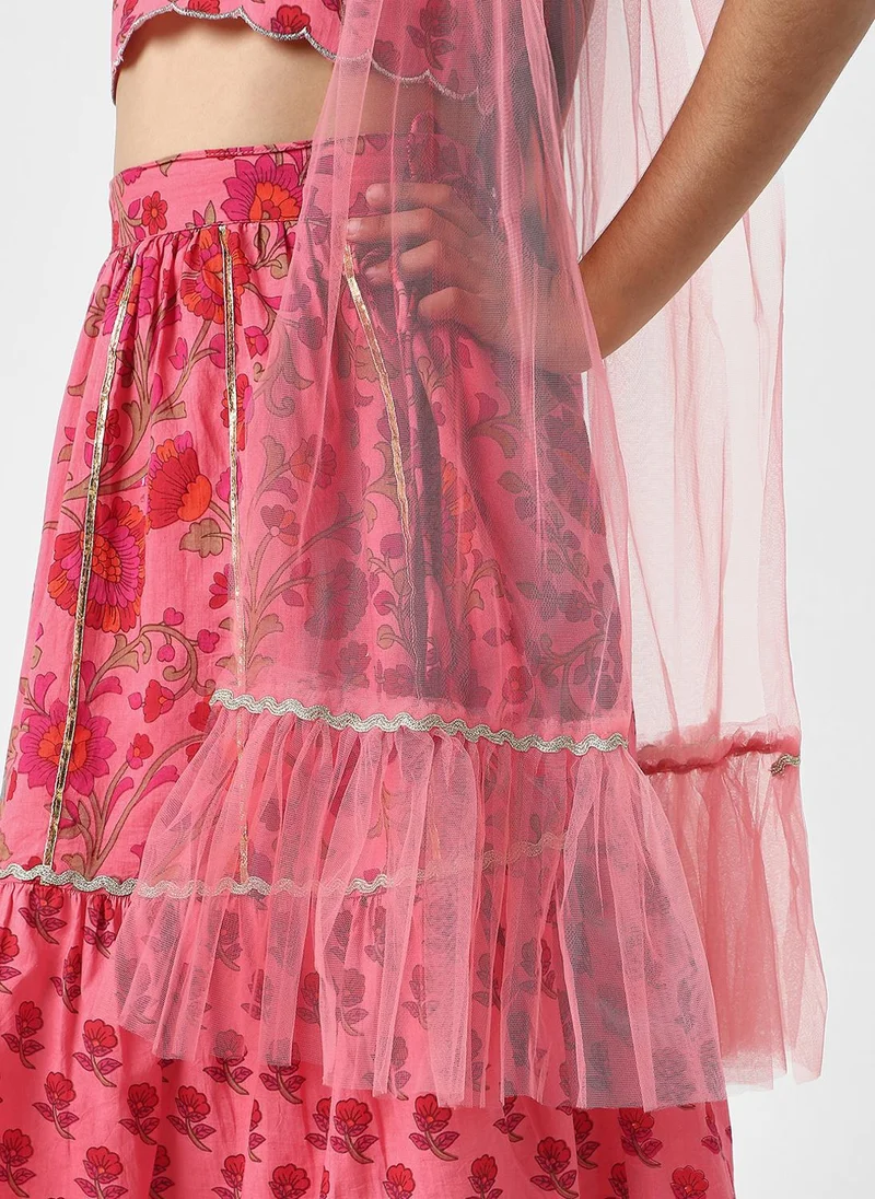Nautinati Nautinati Girls’ Choli and Ghagra Set with Dupatta