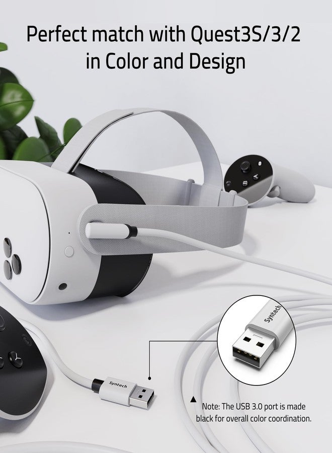 Syntech كابل سينتيك 16 قدم متوافق مع PCVR لأجهزة Oculus/Quest 3/Meta Quest 3S وQuest2/Pro/Pico 4/Ultra وإكسسوارات PC/SteamVR، نقل بيانات عالي السرعة، كابل USB 3.0 إلى USB C لسماعة VR - Image 3