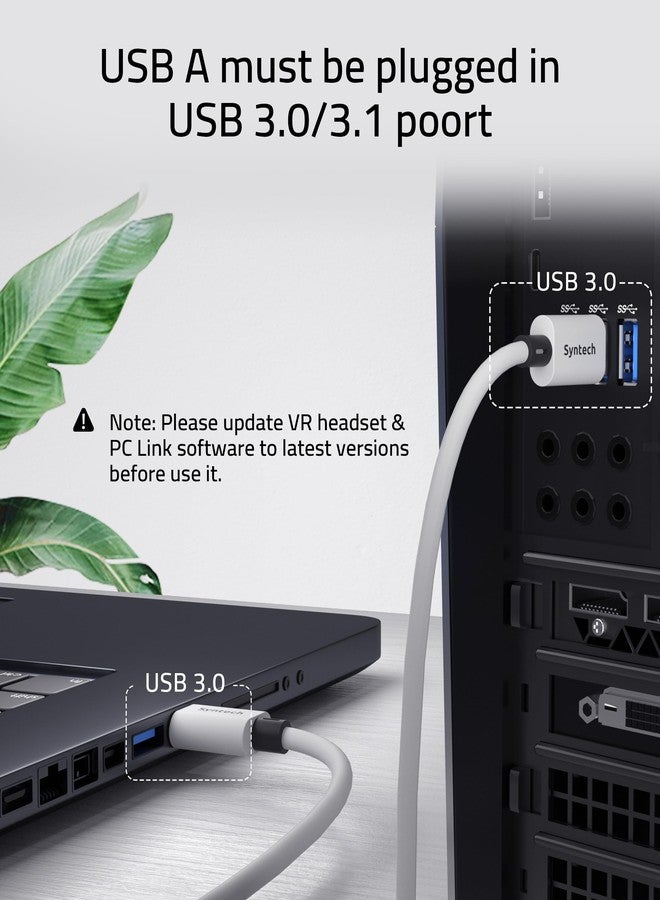 Syntech كابل سينتيك 16 قدم متوافق مع PCVR لأجهزة Oculus/Quest 3/Meta Quest 3S وQuest2/Pro/Pico 4/Ultra وإكسسوارات PC/SteamVR، نقل بيانات عالي السرعة، كابل USB 3.0 إلى USB C لسماعة VR - Image 4