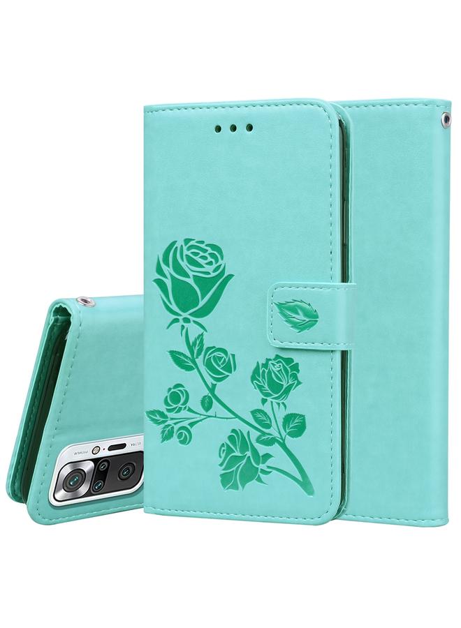 The Bros Case For Xiaomi Redmi Note 10 Pro Rose Embossed Horizontal Flip PU Leather Case with Holder & Card Slots & Wallet