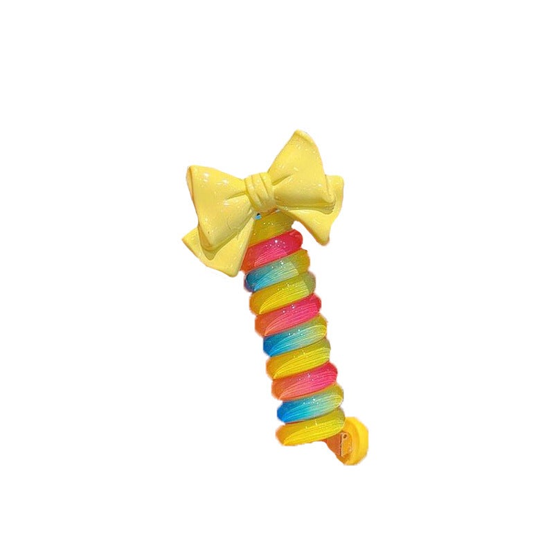 Loquat Kids Spiral Hair Ties Bubble Braids Ponytail Holders Yellow Bow Roll Children's Hair Line