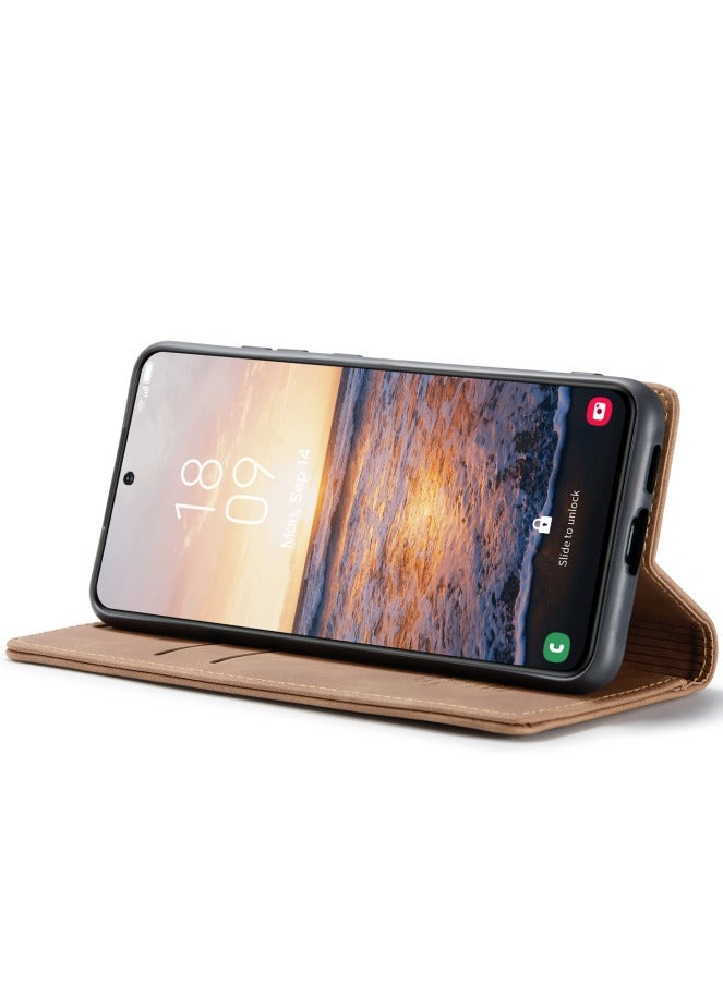 CaseMe CaseMe Samsung Galaxy S24 Case Wallet, for Samsung Galaxy S24 Wallet Case Book Folding Flip Folio Case with Magnetic Kickstand Card Slots Protective Cover - Brown - Image 4