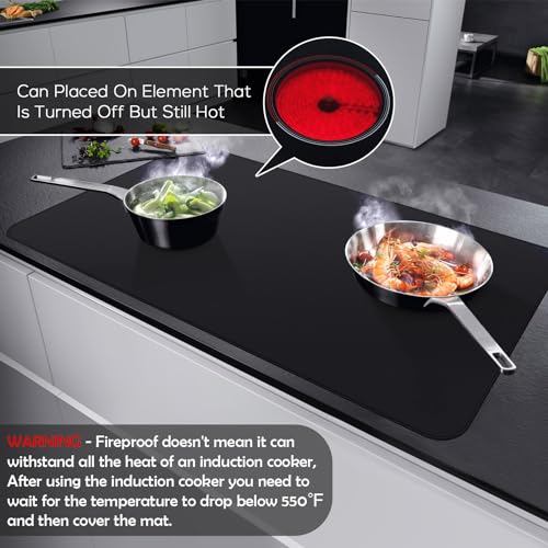 FLASLD Fireproof and Waterproof Stove Covers, Electric Stove Mat, Glass Top Protector - Ceramic Glass Cooktop - Flat Top Oven - Black-2024 inch - Image 2