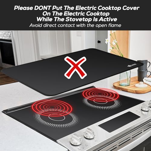 FLASLD Fireproof and Waterproof Stove Covers, Electric Stove Mat, Glass Top Protector - Ceramic Glass Cooktop - Flat Top Oven - Black-2024 inch - Image 5
