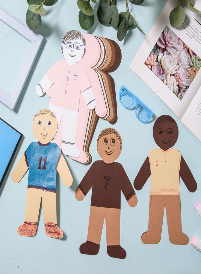 FOBSME 48 Pcs Multicultural People Cutouts 11.61x7.8 Inch Large Paper People Shapes Skin Color Paper Cut-Outs Big Cardboard People Die Cuts for Classroom Multicultural Diversity Craft Projects - Image 4