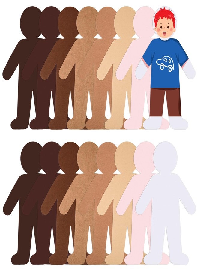 FOBSME 48 Pcs Multicultural People Cutouts 11.61x7.8 Inch Large Paper People Shapes Skin Color Paper Cut-Outs Big Cardboard People Die Cuts for Classroom Multicultural Diversity Craft Projects - Image 1