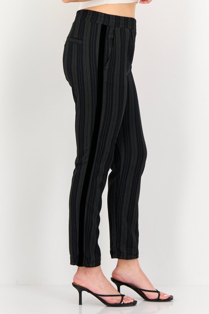 Reiko Women Street Fit Stripe Straight Leg Pants, Multicolor - Image 2