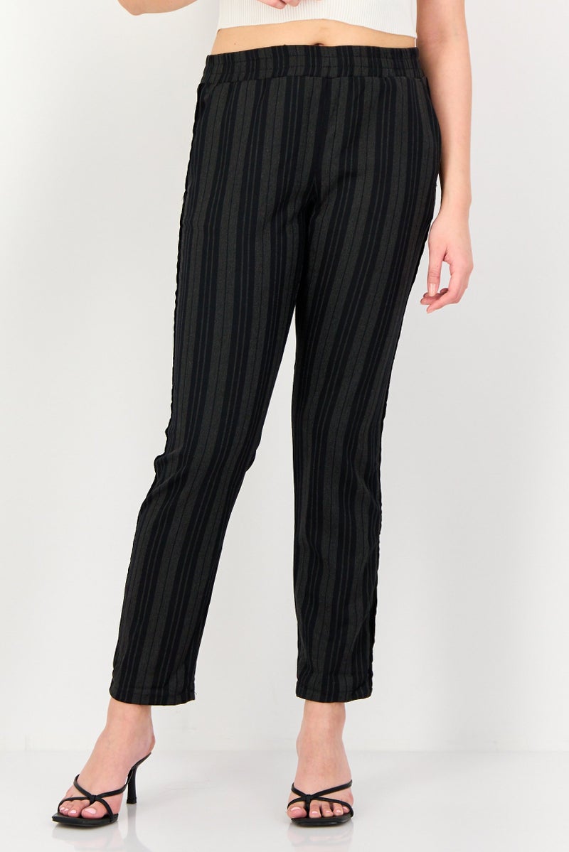 Reiko Women Street Fit Stripe Straight Leg Pants, Multicolor - Image 1
