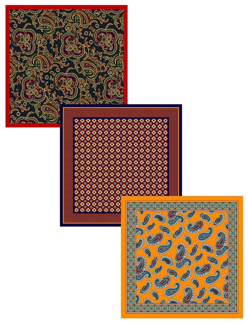 BELLUNO Pocket Square 6 pcs with 3 Folds Holders, Penetrating Printed Handkerchiefs Set for Men - Image 3