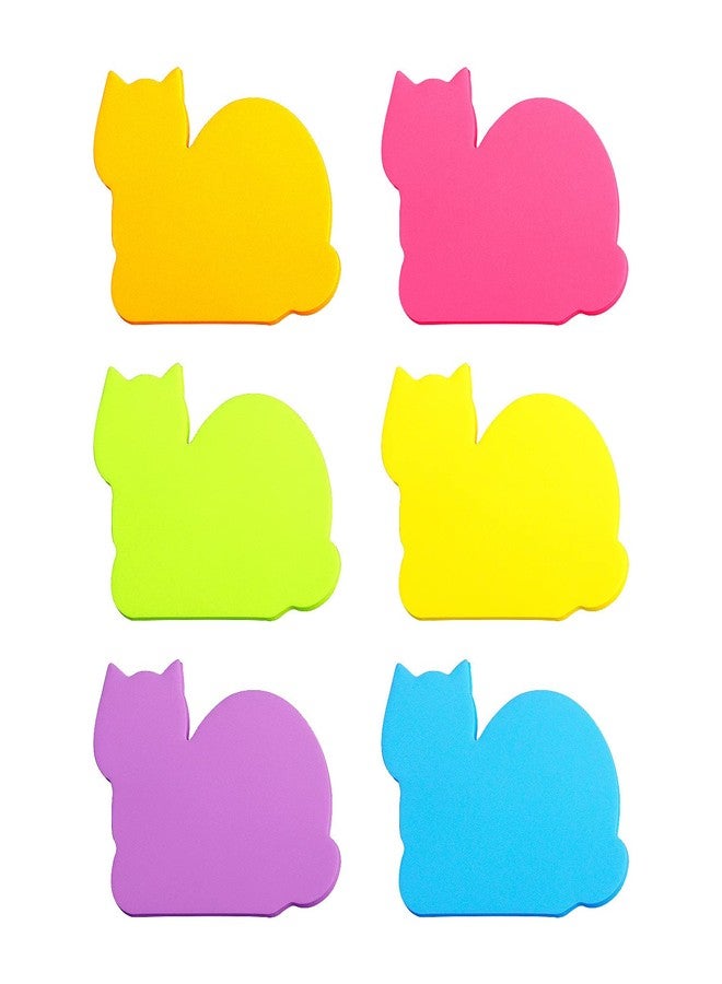 SIMONA Cute Cat Sticky Notes 6 Color Bright Colorful Sticky Pad 75 Sheets/Pad Self-Sticky Note Pads - Image 3