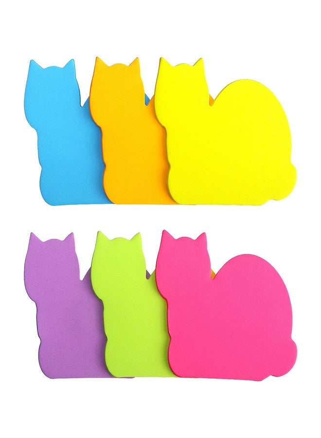 SIMONA Cute Cat Sticky Notes 6 Color Bright Colorful Sticky Pad 75 Sheets/Pad Self-Sticky Note Pads - Image 1
