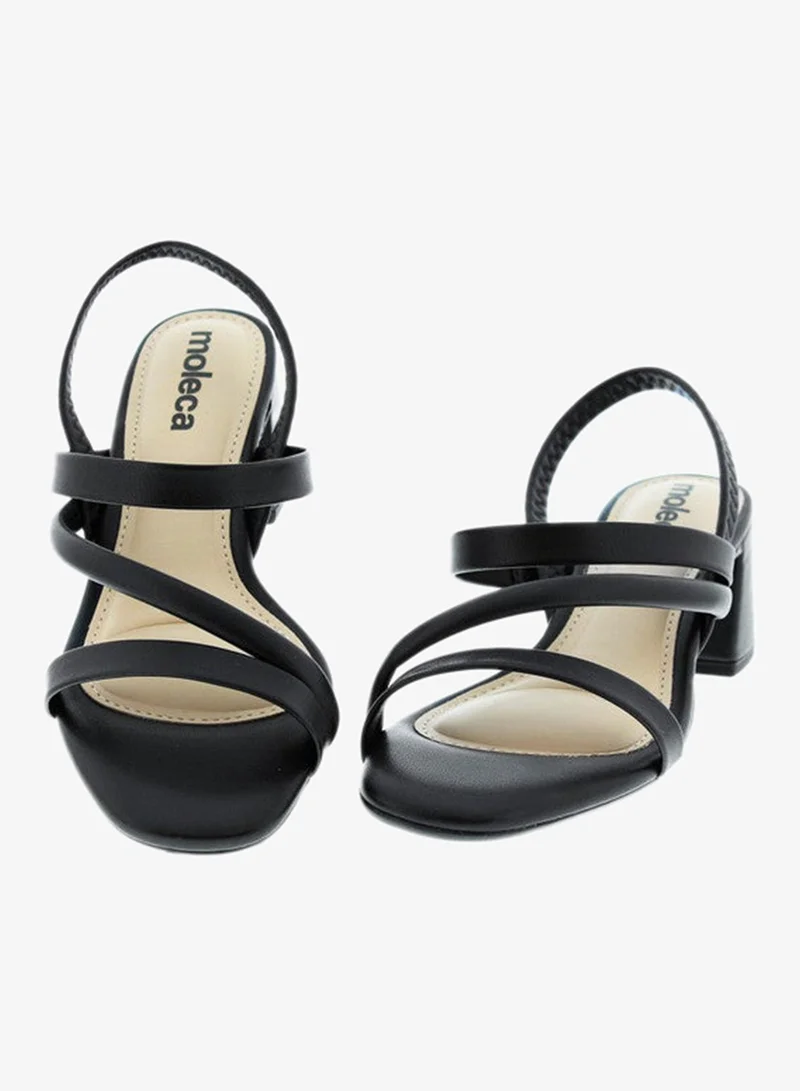 MOLECA Black Mid Heels Sandals for Women – Sling Back Heel Sandals for Girls with Ankle Strap for Women | Best Price UAE