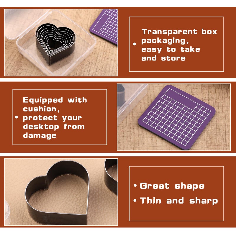 Yizzvb 8 Pcs Leather Heart Cutter Tool Set, 8 Sizes Punch Tools High Carbon Steel Heart Die Cutters, Leather Cutting Dies Kit for DIY Leather Craft, Leather Cutter Hollow Punching Tool with Plastic Box - Image 4