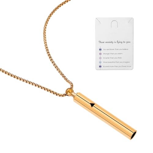 Xeyai Stainless Steel Anxiety Breathe Necklace Anxiety Relief ItemsMindful Breathing Breathless Necklace for Stress Meditation Stress Relief Gifts for Women and Men - Image 1