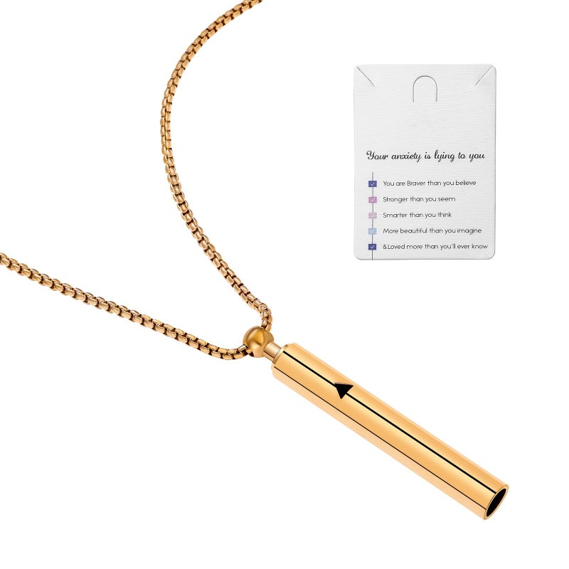 Xeyai Stainless Steel Anxiety Breathe Necklace Anxiety Relief ItemsMindful Breathing Breathless Necklace for Stress Meditation Stress Relief Gifts for Women and Men - Image 2