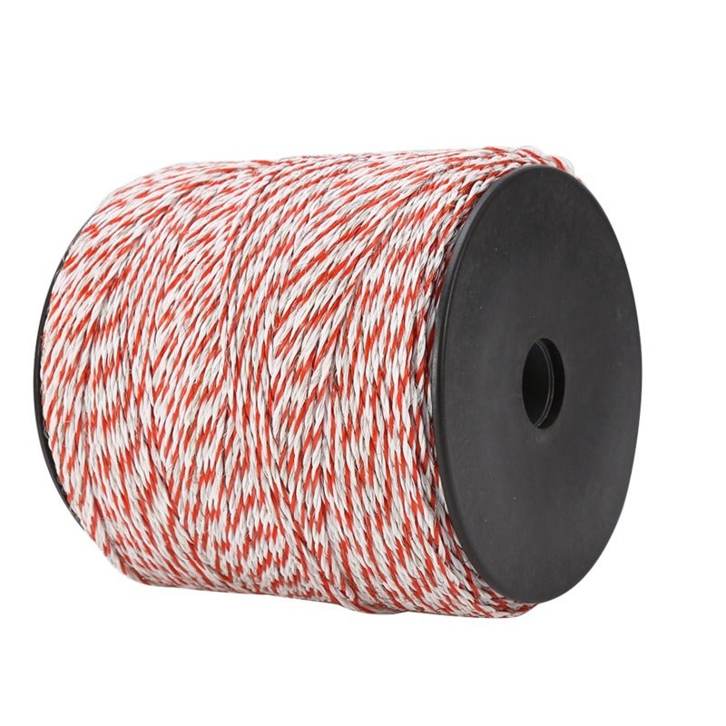 Electric Livestock Fence Polywire: 500 Meters Multi-Strand Stainless Steel Conductive Wire - Anti-Rust High-Conductivity Red & White Visible Rope for Livestock Containment Farm Fencing - Image 1