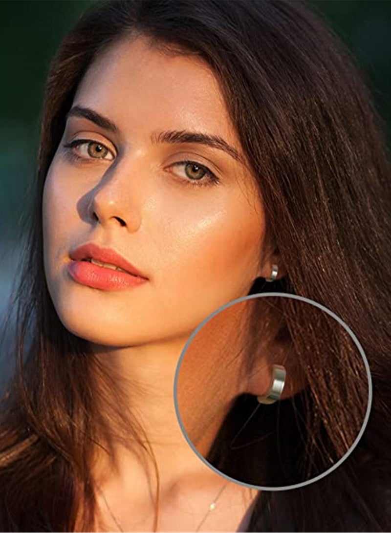 KASTWAVE Men's Ear Clip, 2 Pair of Hinged Hoop Earrings, Hoop Earring Studs Clip On Metal Ear Jewelry Non-piercing Clip on Earrings Uni Men Women - Image 5