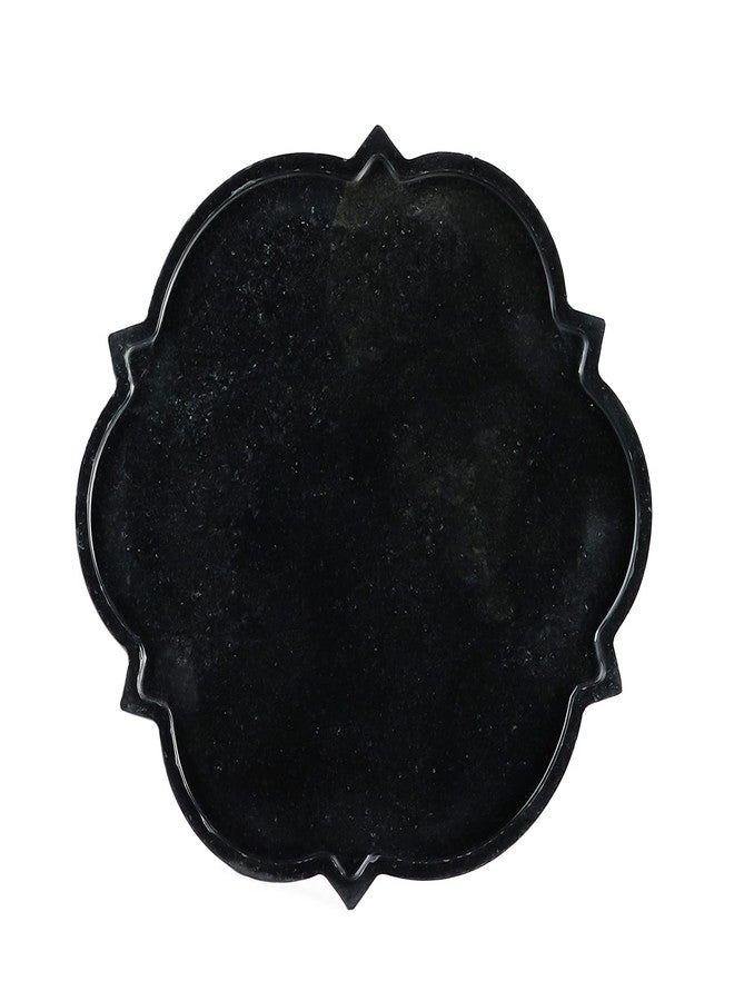Lydia Platter / Starter Dish /Serving Platter/ Fruit Plate/ Marble Dish/ Marble Tray / Centre Piece / Décor Accent / Diwali Festive and Corporate Gifting Black, Large