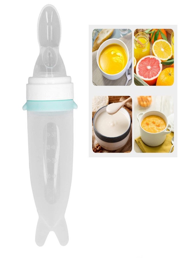 Entatial Silicone Baby Squeeze Bottle, Cute Shape Integrated Design Green Easy Clean Soft Silicone Squeeze Spoon Feeder for Infants for Rice Cereals - Image 3