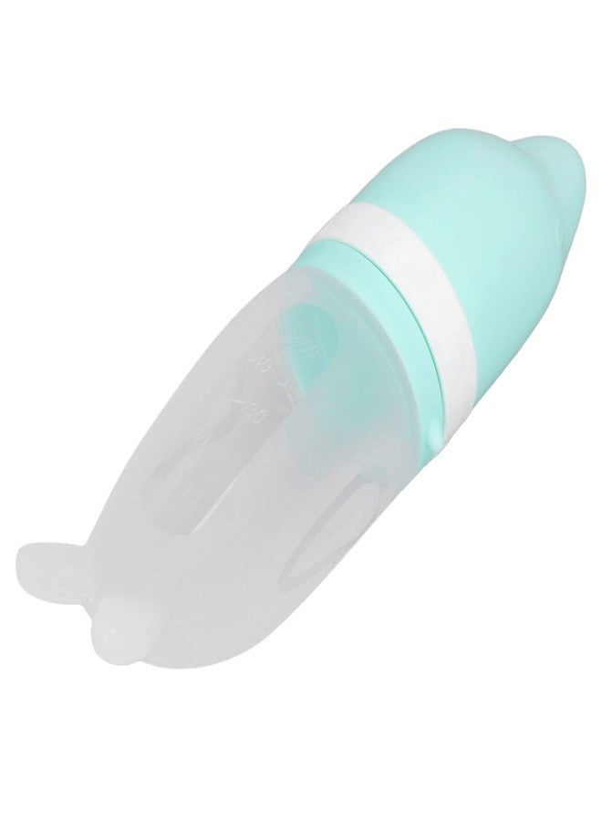 Entatial Silicone Baby Squeeze Bottle, Cute Shape Integrated Design Green Easy Clean Soft Silicone Squeeze Spoon Feeder for Infants for Rice Cereals - Image 1