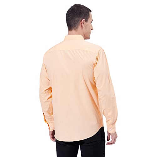 Ben Martin Men's Cotton Mandarin Collar Shirt with Chest Pocket|| Chinese Collar, Slim Fit, Casual & Formal Wear || Soft & Breathable Fabric || Peach Full Sleeve Shirt for Men L - Image 4